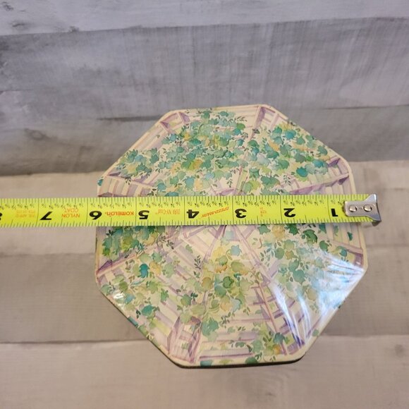 Vintage Sutter Home Winery Decorative Octagonal Tin Container 8" Tall Floral Gar - Picture 4 of 7